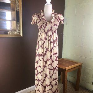 Vintage 1970s Tracy Petites Funky Floral Empire Waist Maxi Dress